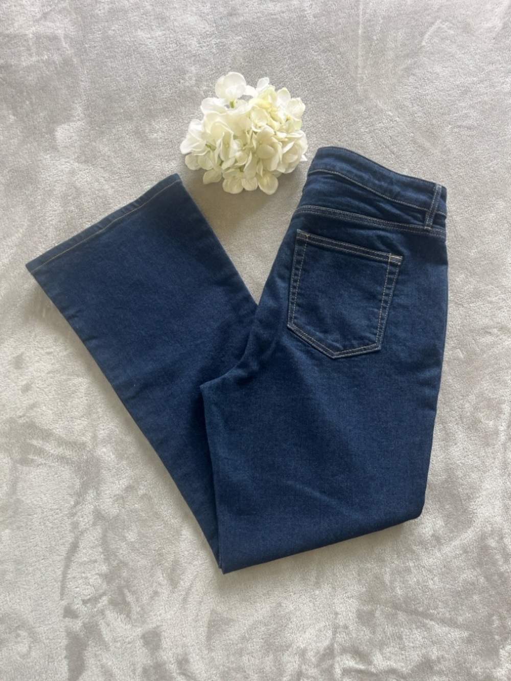 LOFT Women's Dark Blue Jeans Curvy Bootcut Denim Jeans Size 8